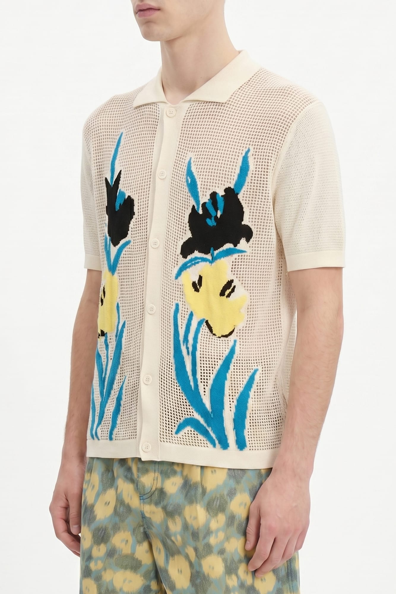 Marni Short Sleeve Floral Motif Cardigan SS26