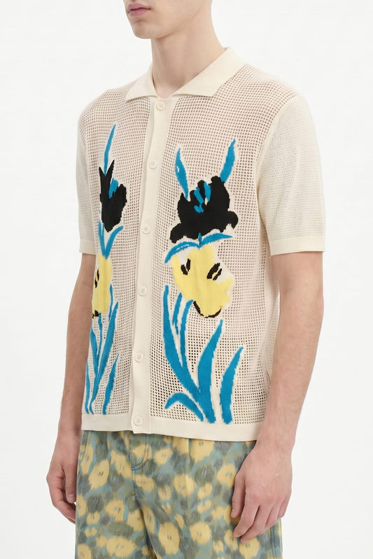 Marni Short Sleeve Floral Motif Cardigan SS26 side