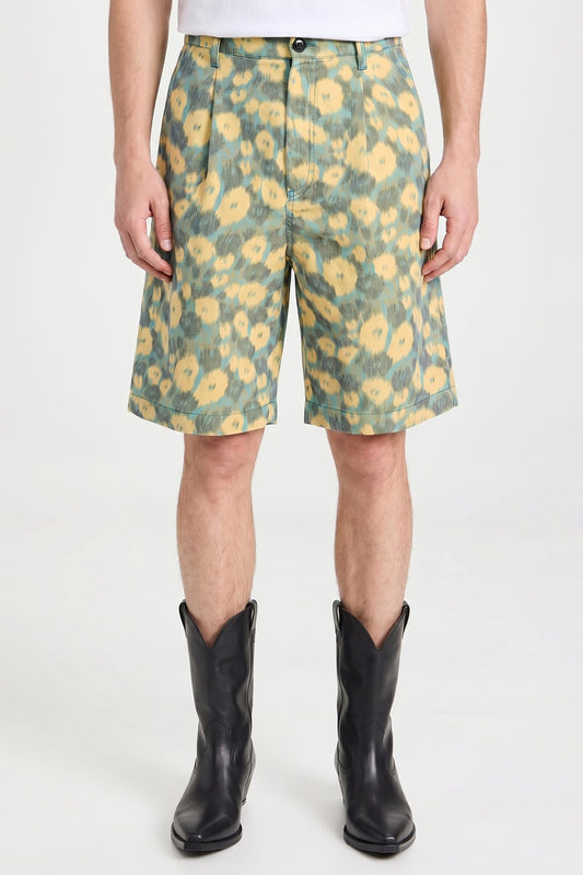 Marni Yellow Floral Pattern Shorts SS26