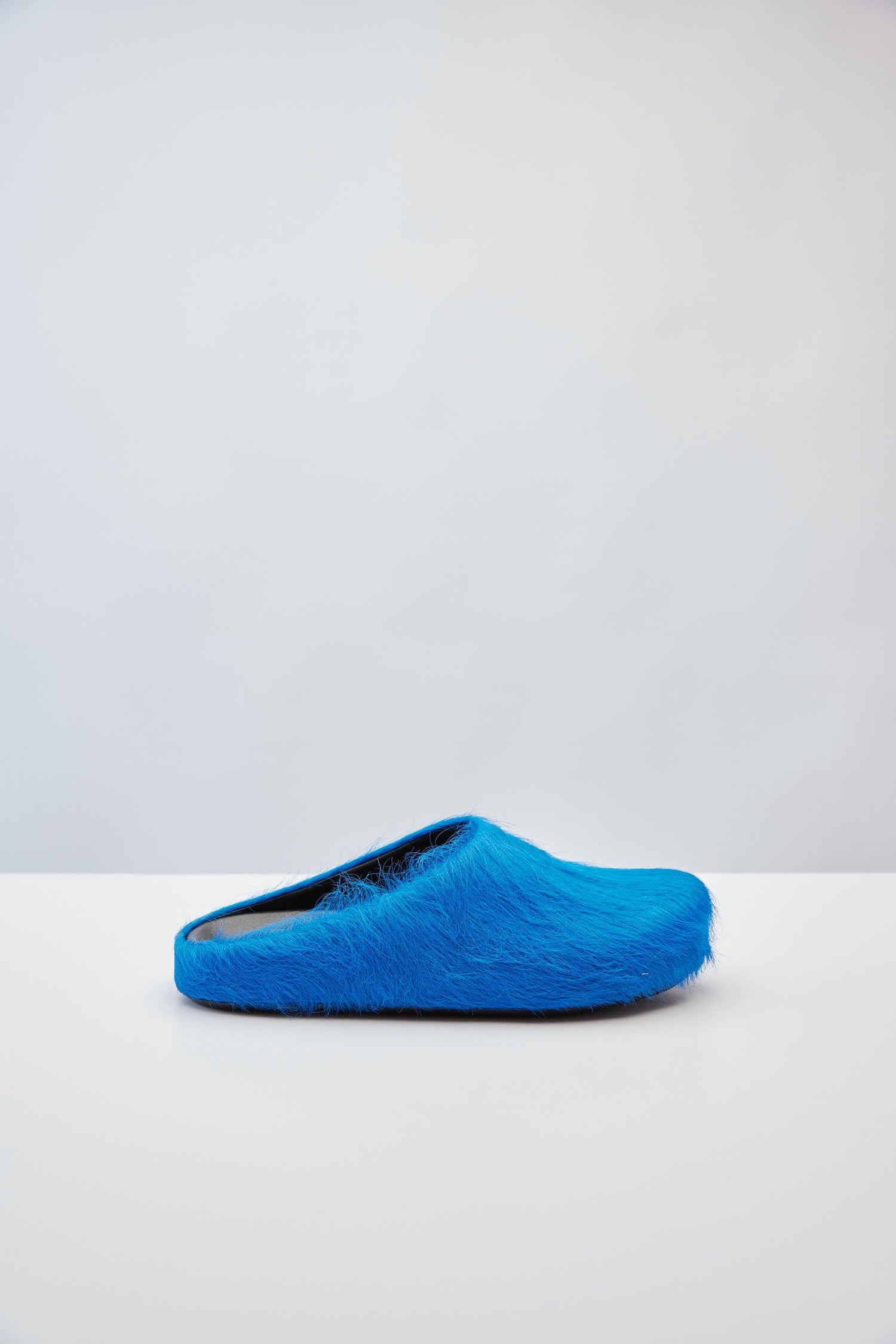 Marni Calf Hair Slippers in Blue