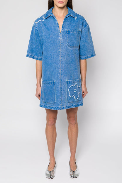 Marni Floral Denim Shirt Dress