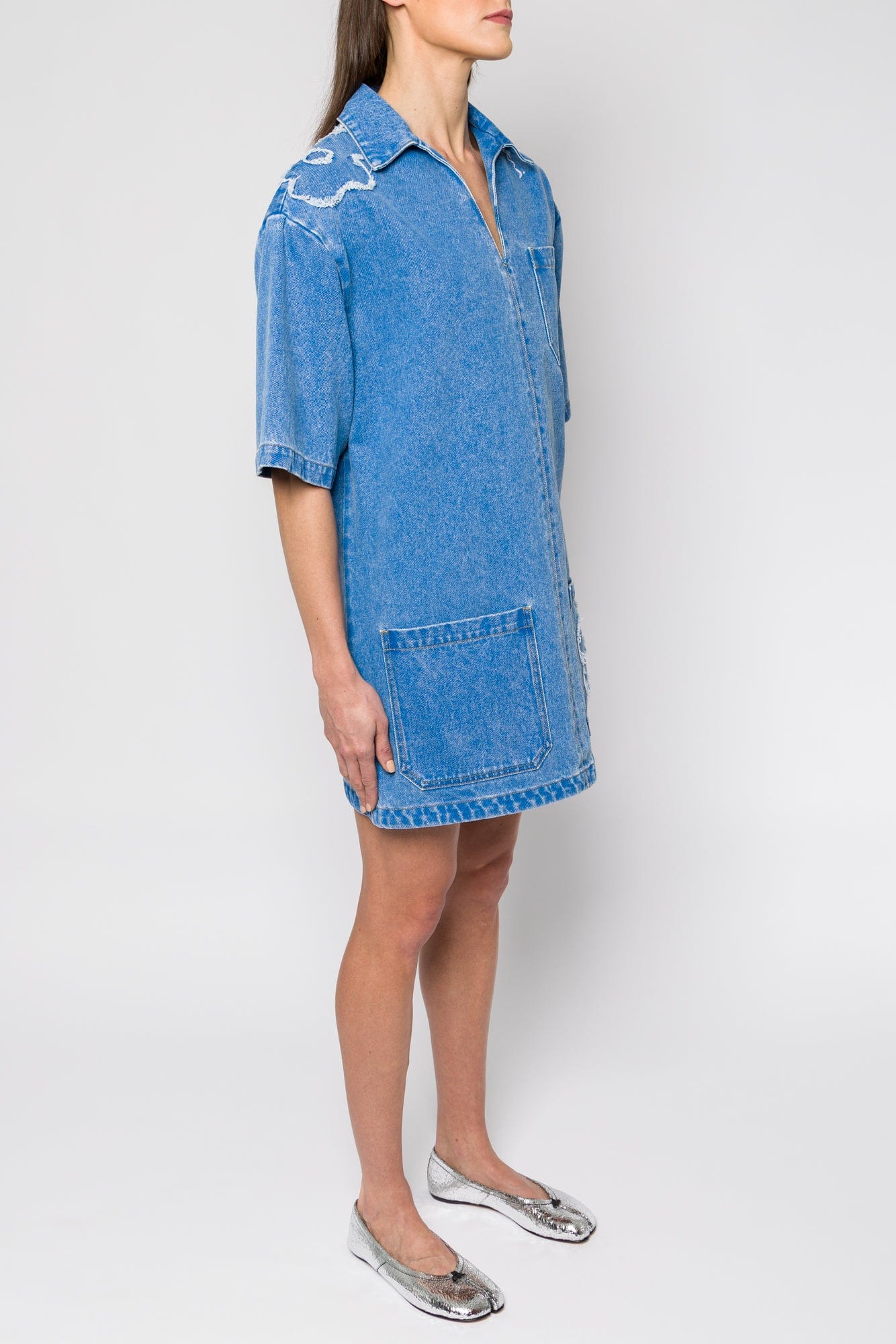 Marni Floral Denim Shirt Dress