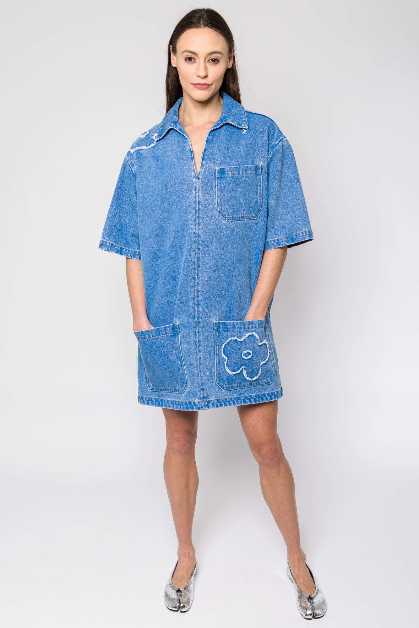Marni Floral Denim Shirt Dress