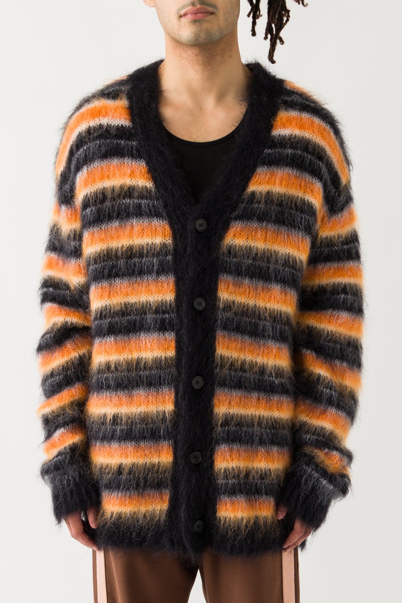 Marni Mohair V-Neck Long Sleeve Cardigan
