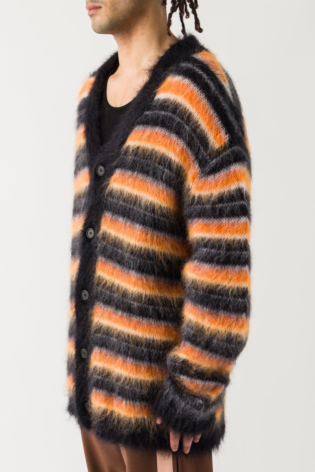 Marni Mohair V-Neck Long Sleeve Cardigan