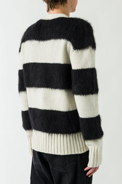 Marni Striped Cardigan with Fur Collar back