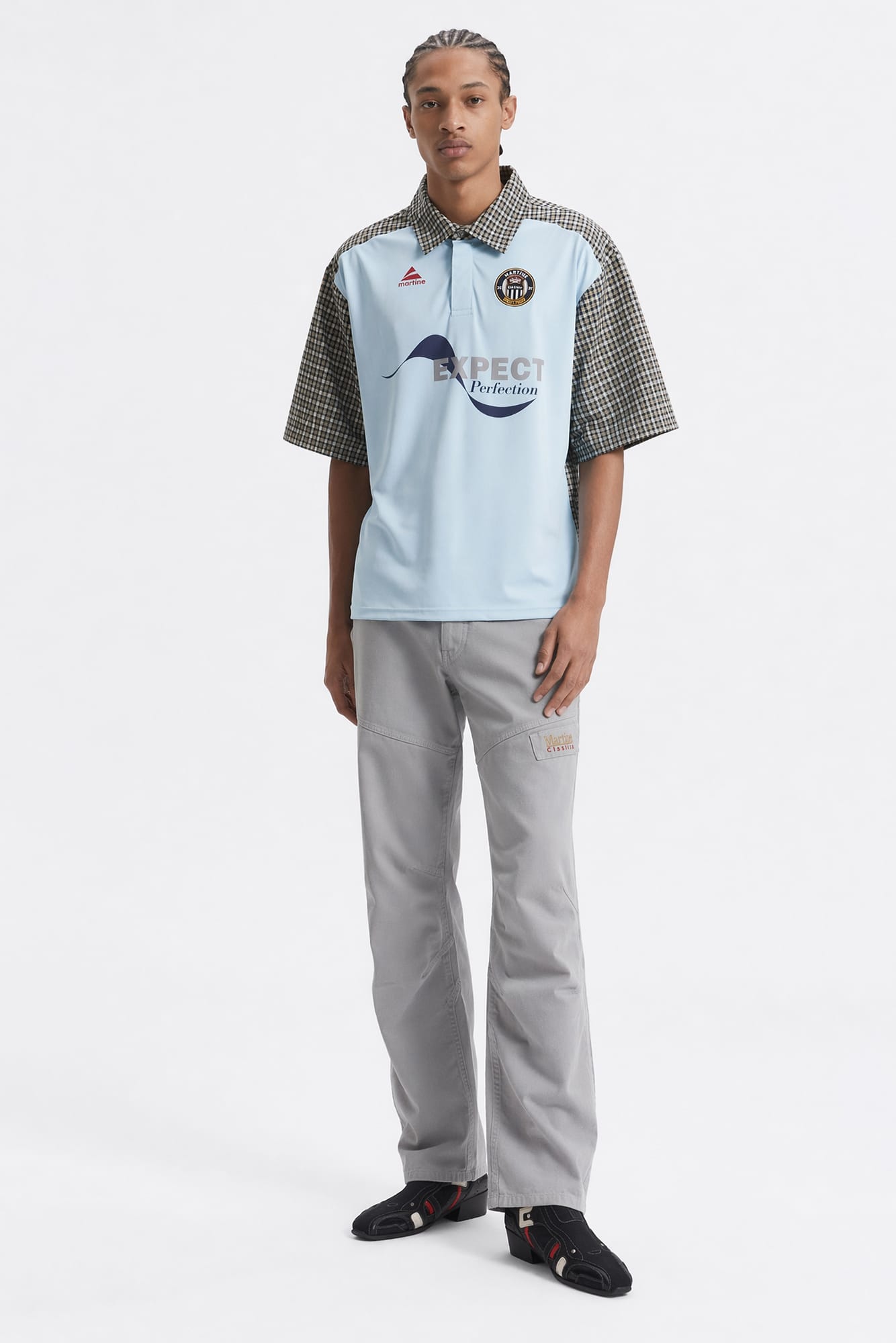 Martine Rose Polo T-Shirt in Light Blue SS26 – Antidote Fashion