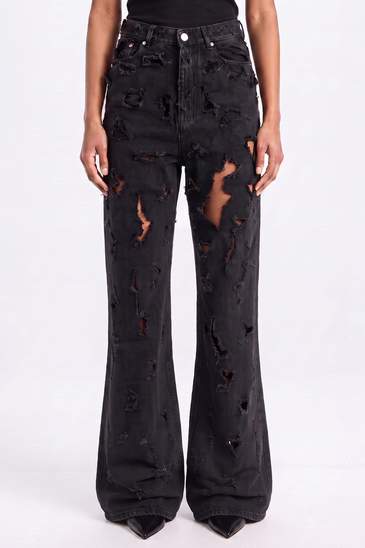 Matieres Fecales Destroyed Jeans in Black TS