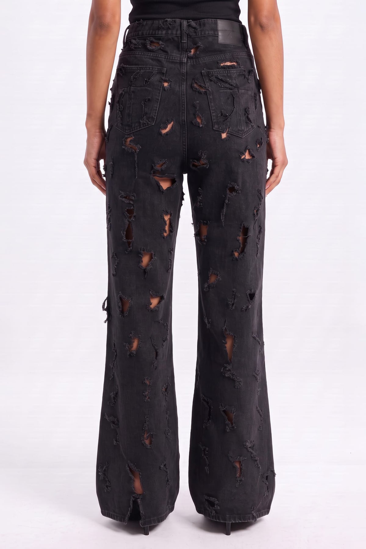 Matieres Fecales Destroyed Jeans in Black TS back