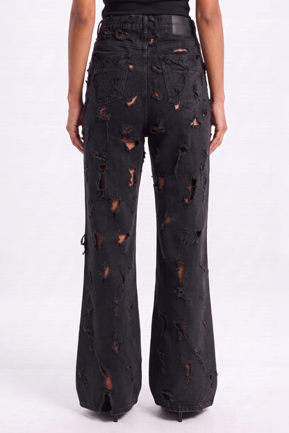 Matieres Fecales Destroyed Jeans in Black TS back