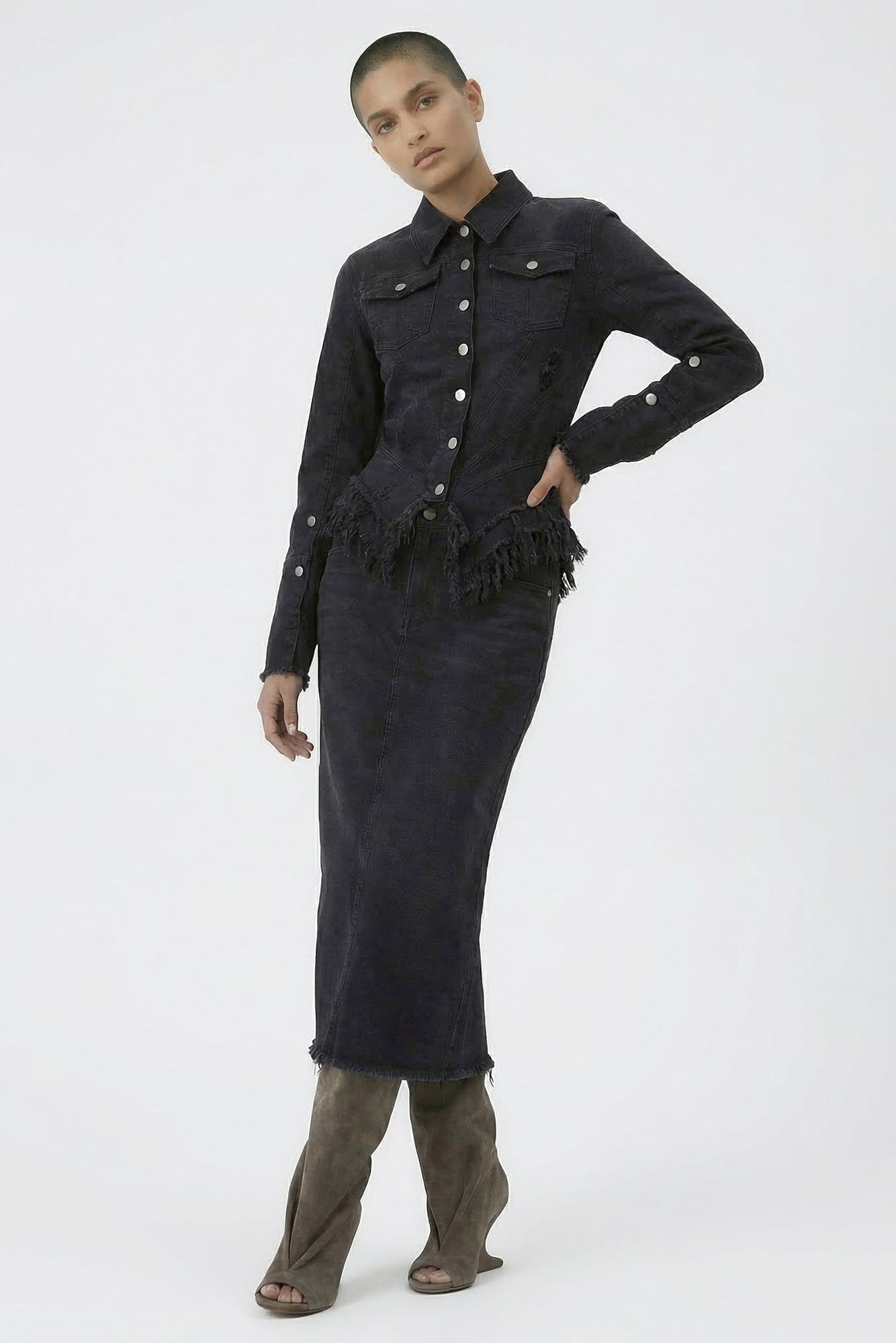 Matières Fécales Mikaela Woven Denim Jacket full look