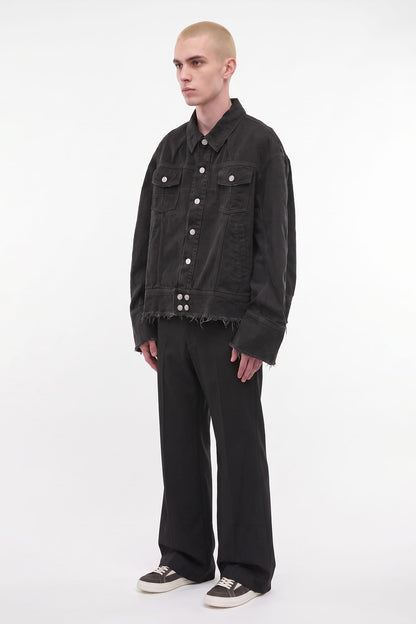 Matieres Fecales Pierre M. Denim Jacket in Black TS full look