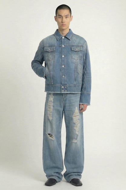 Matières Fécales Pierre Woven Denim Jacket full look