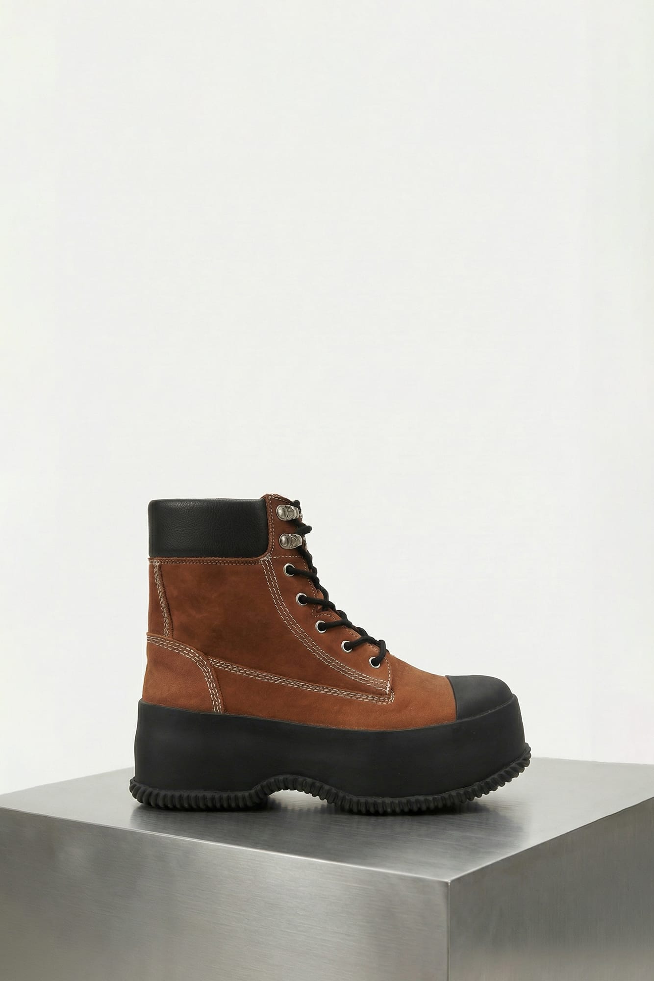 Matthew M Williams High Rubber Lace Up Boot in Brown SS26
