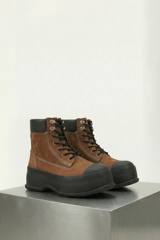 Matthew M Williams High Rubber Lace Up Boot in Brown SS26