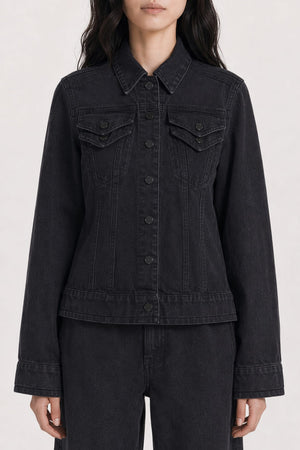 Melitta Baumeister Doubled Cropped Denim Jacket in Black SS26
