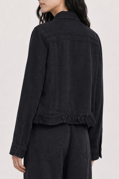 Melitta Baumeister Doubled Cropped Denim Jacket in Black SS26 back