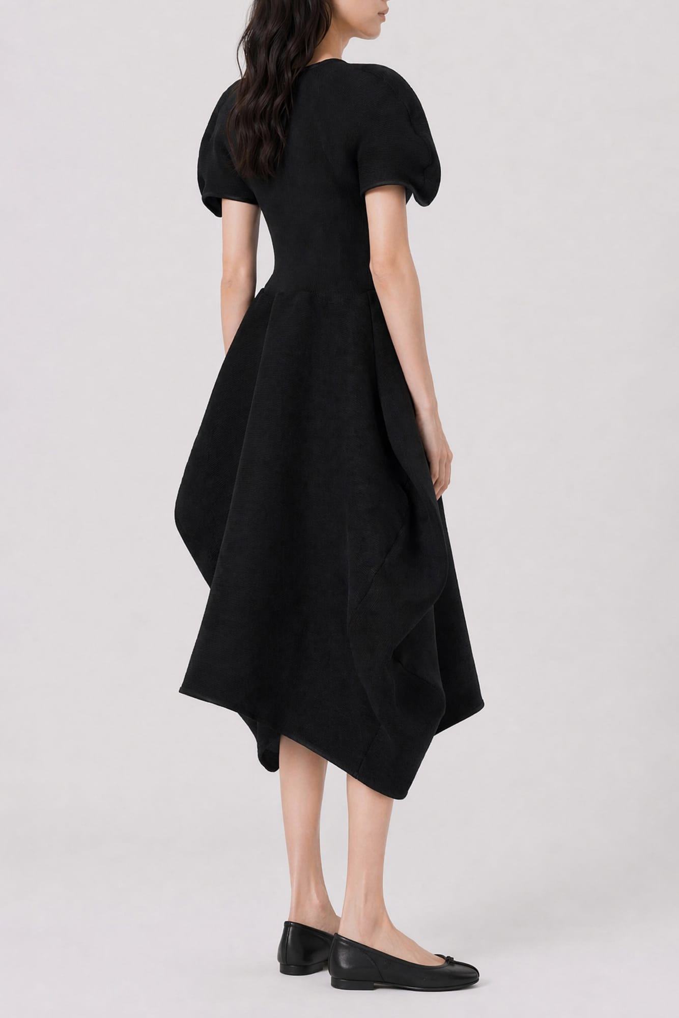 Melitta Baumeister Flowy Rippled Dress in Black SS26 back
