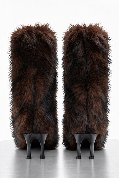 Melitta Baumeister Fluffy Double Heel Boot in Brown back