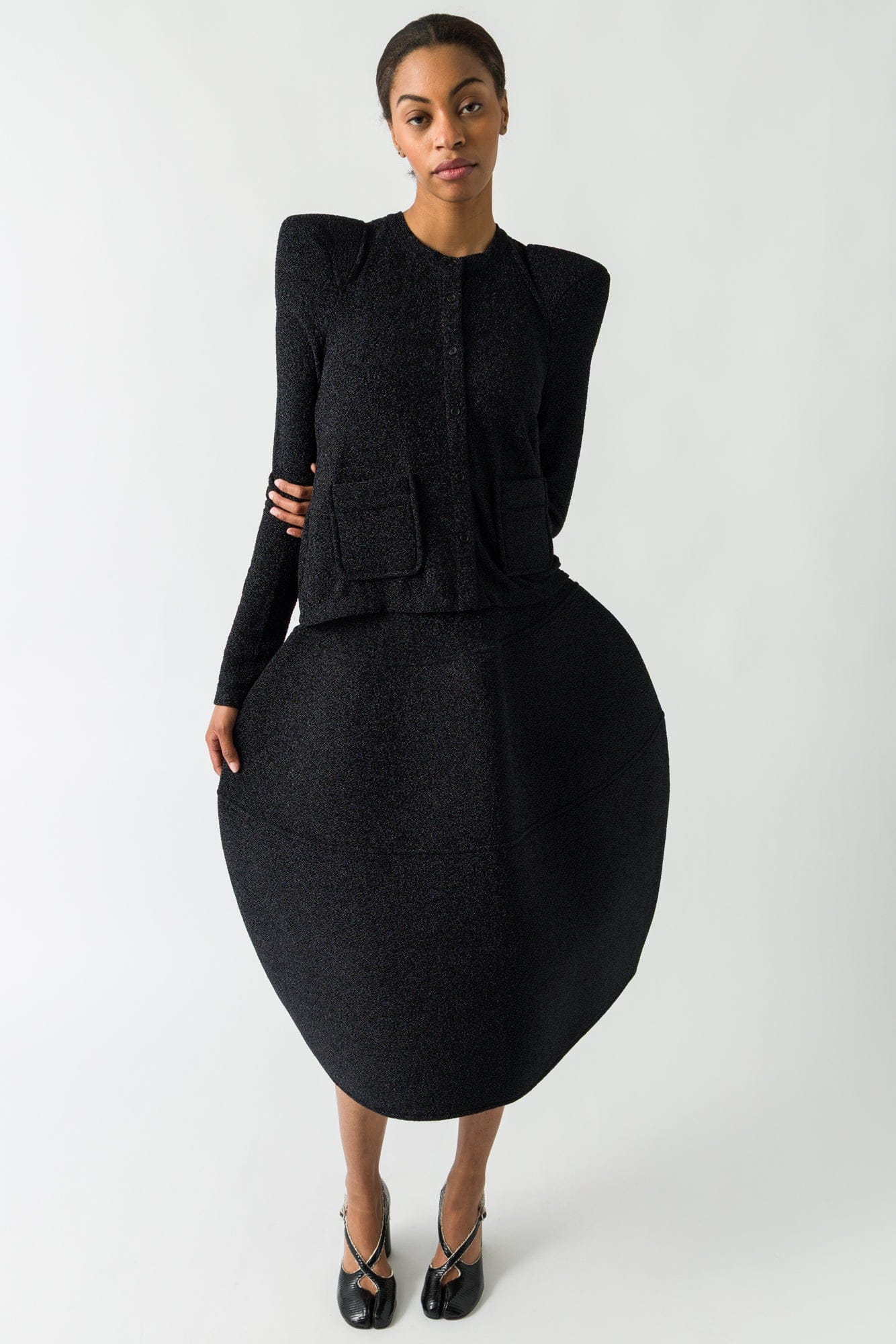 Melitta Baumeister Foamy Shoulder Cardigan in Glittery Jersey