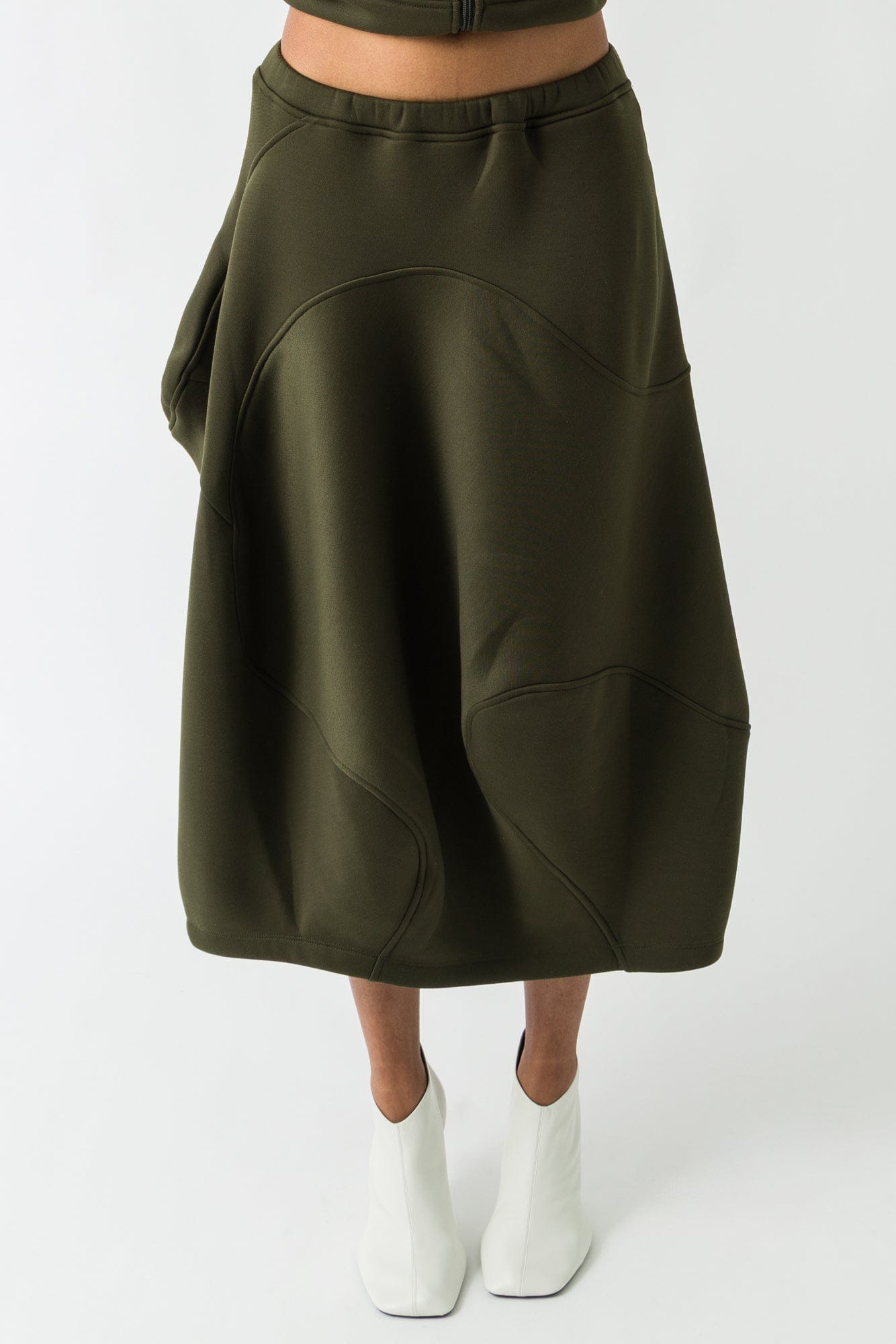 Melitta Baumeister Wavy Seam Skirt in Moss