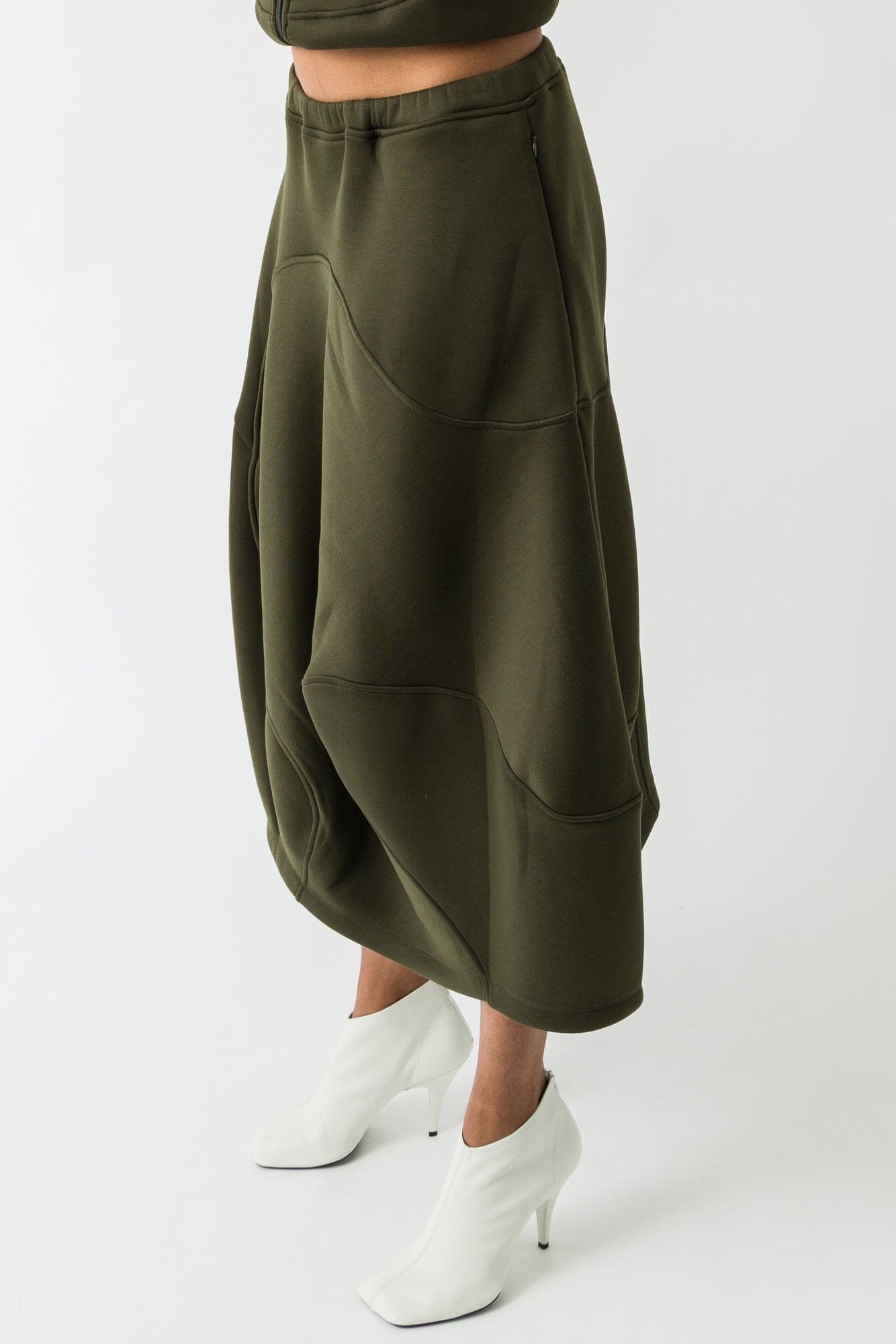 Melitta Baumeister Wavy Seam Skirt in Moss side
