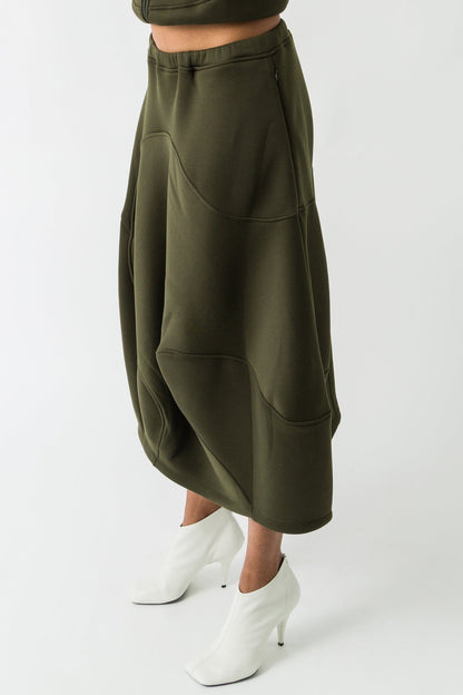Melitta Baumeister Wavy Seam Skirt in Moss side