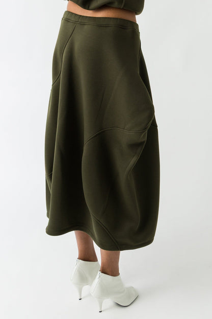 Melitta Baumeister Wavy Seam Skirt in Moss back