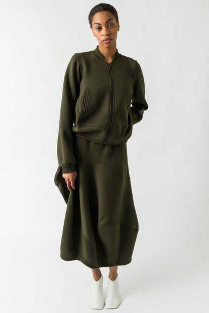 Melitta Baumeister Wavy Zip Up Jacket in Moss full look