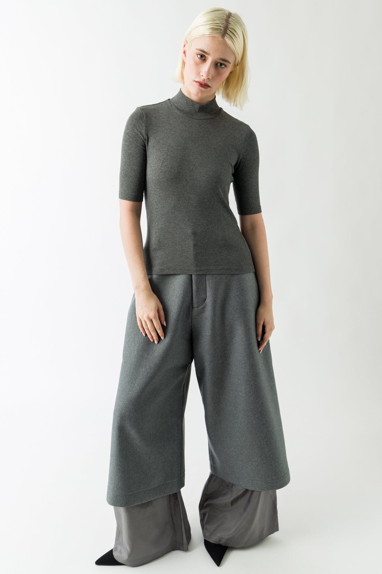 Melitta Baumeister Layered Suit Pants in Bonded Wooly Twill