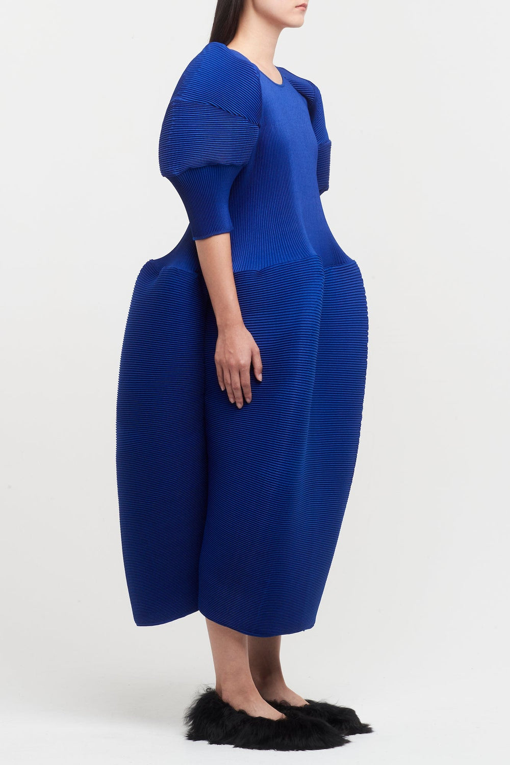 Melitta Baumeister Blue Big Sleeve Ripple Dress Blue / 10
