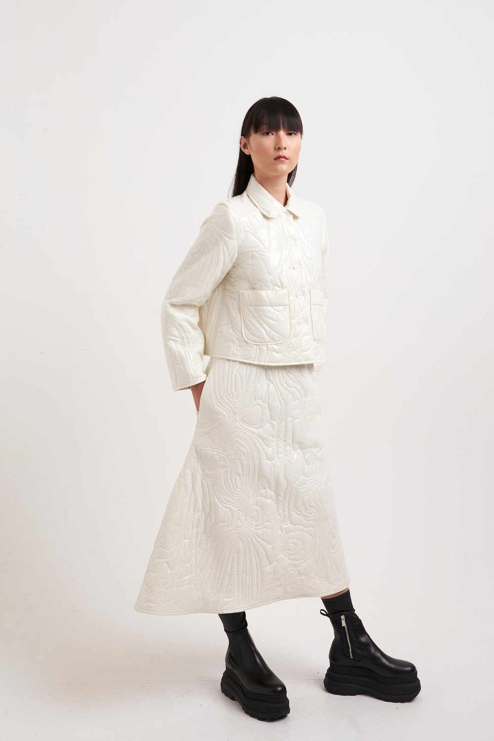 Melitta Baumeister White Glossy Nylon Quilted Skirt – Antidote