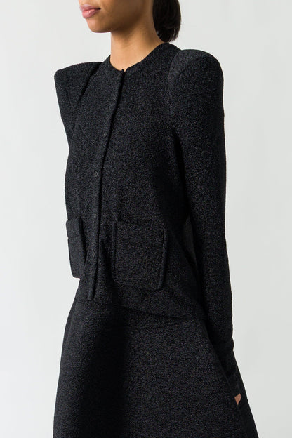 Melitta Baumeister Foamy Shoulder Cardigan in Glittery Jersey side
