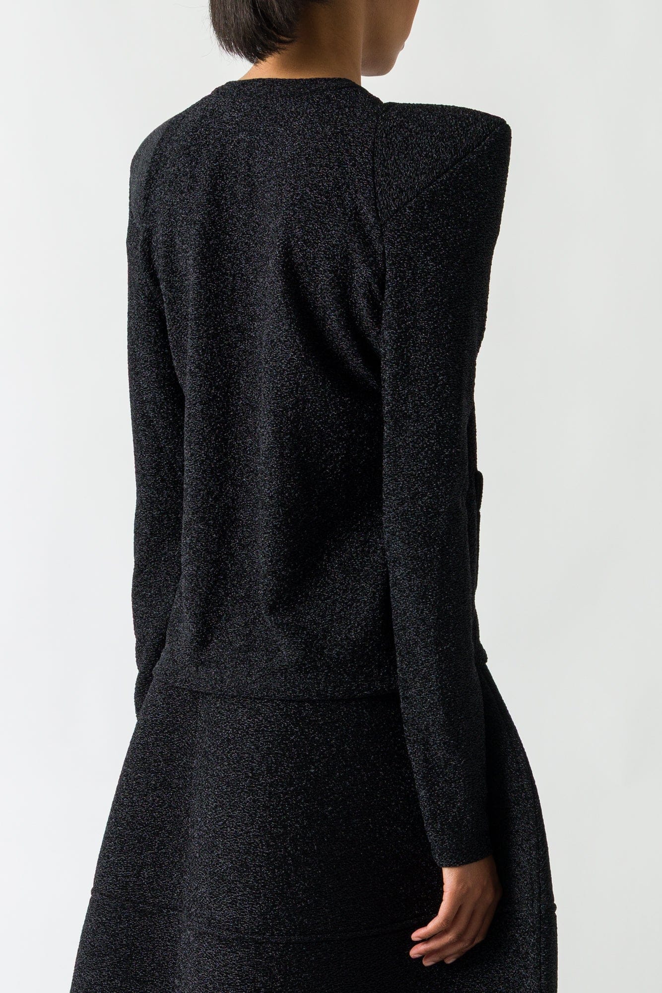 Melitta Baumeister Foamy Shoulder Cardigan in Glittery Jersey