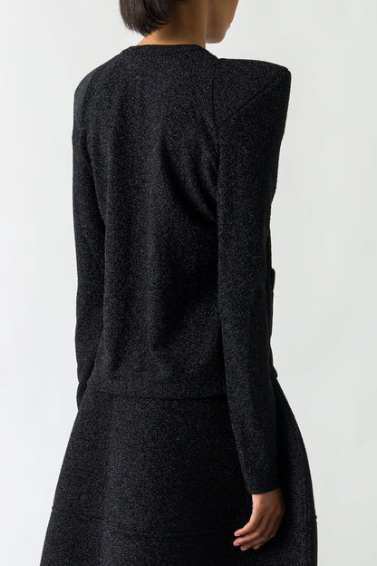 Melitta Baumeister Foamy Shoulder Cardigan in Glittery Jersey back