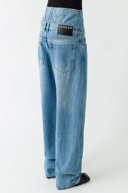 Mugler Barrel Jeans In Medium Blue back