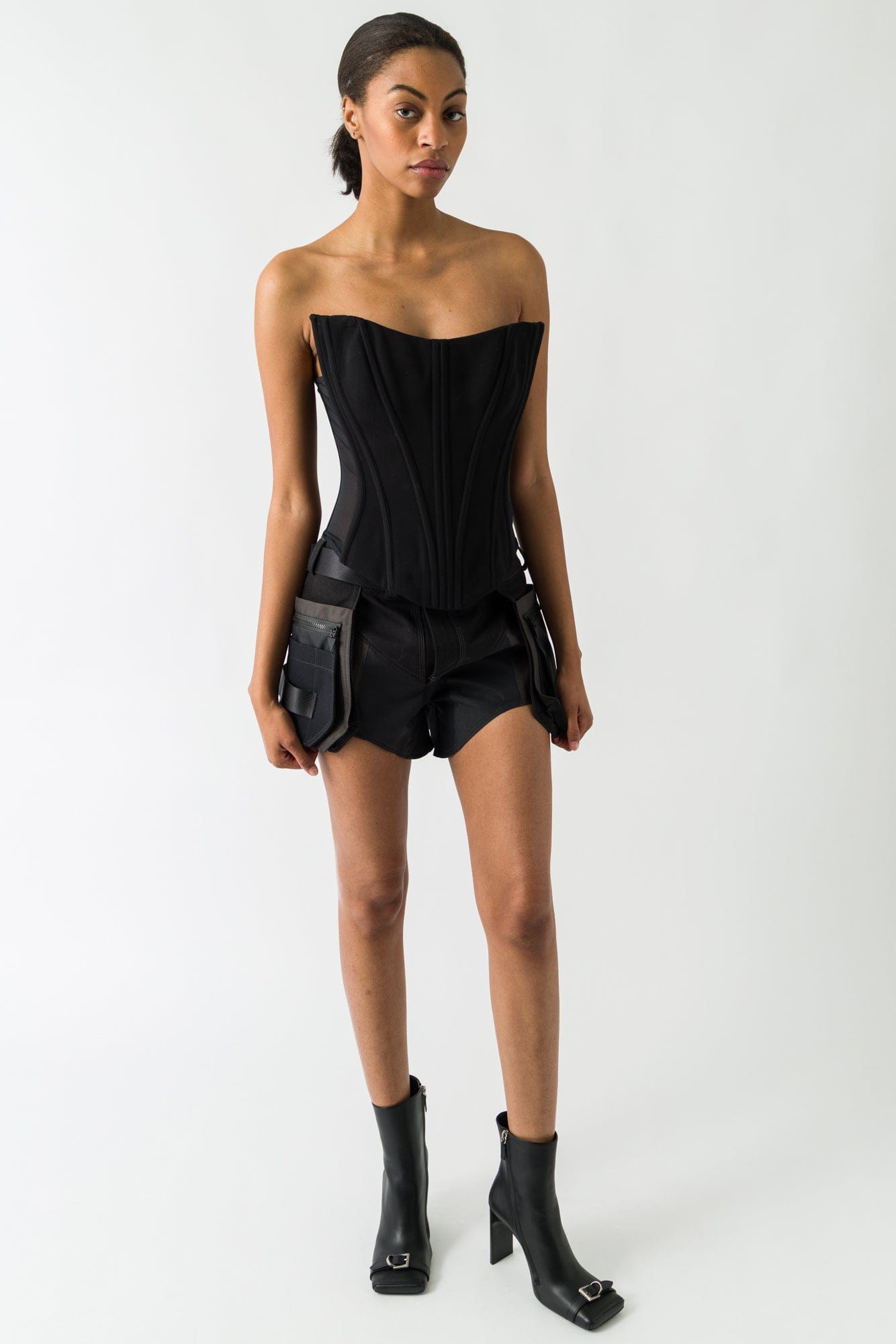 Mugler Cargo Shorts In Black full look