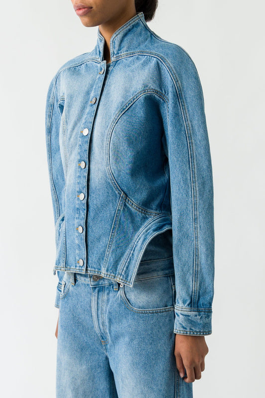 Mugler Denim Shirt In Medium Blue side