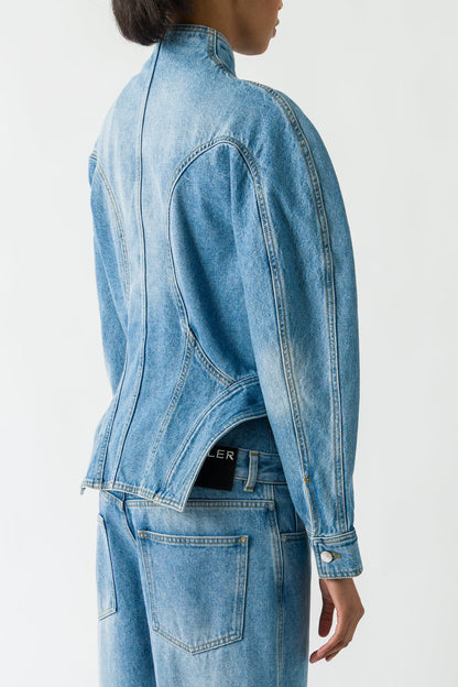 Mugler Denim Shirt In Medium Blue back