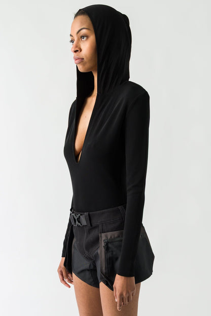 Mugler Hooded Bodysuit In Black side