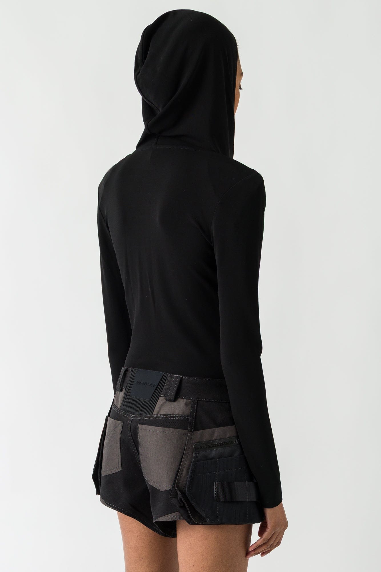 Mugler Hooded Bodysuit In Black back