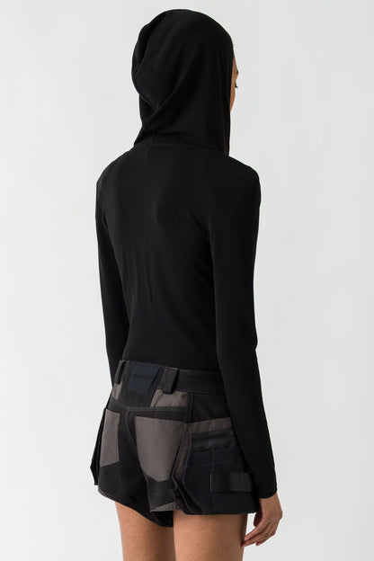 Mugler Hooded Bodysuit In Black back