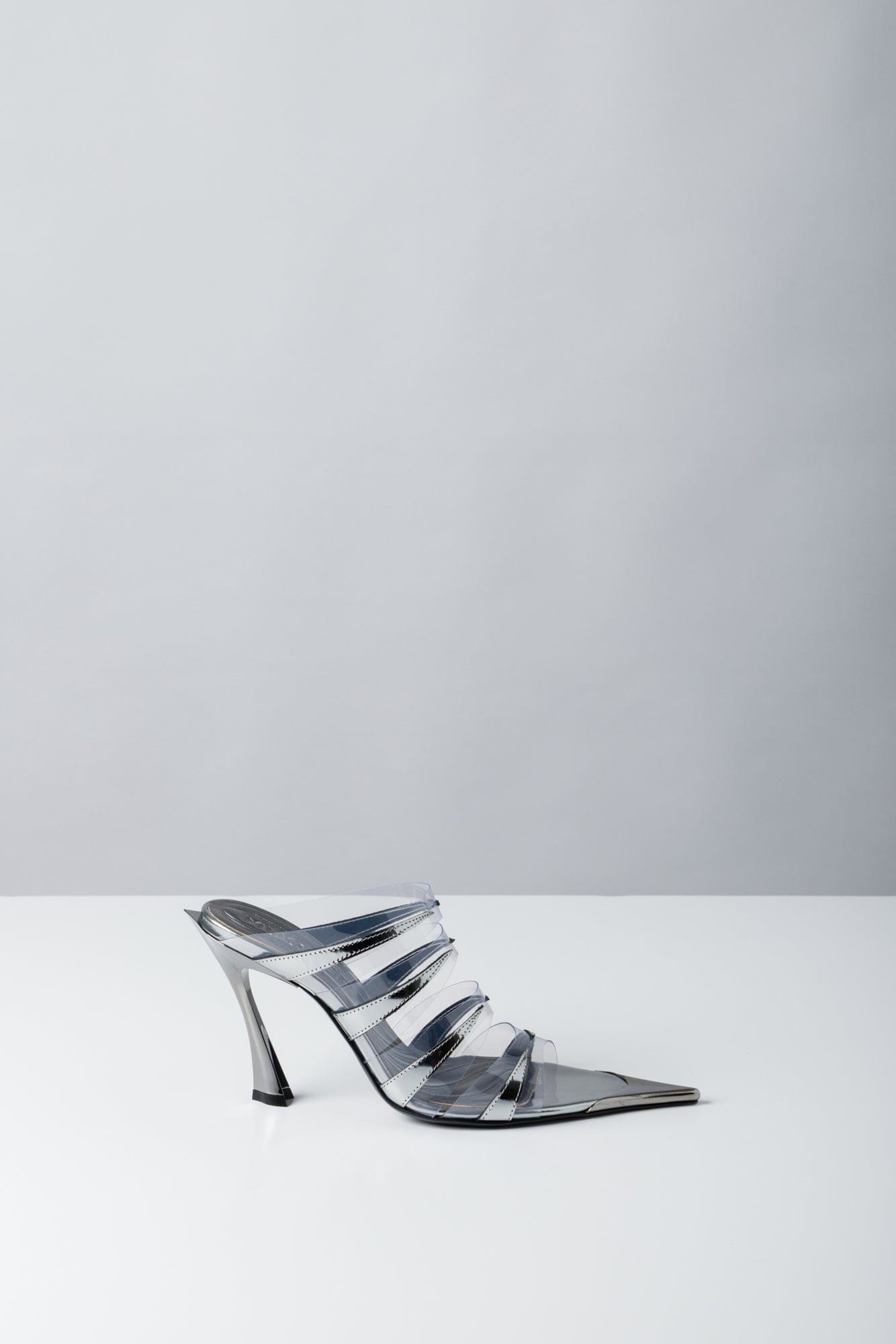 Mugler PVC Mule in Gun Metal