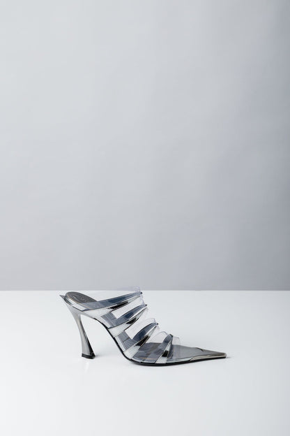 Mugler PVC Mule in Gun Metal