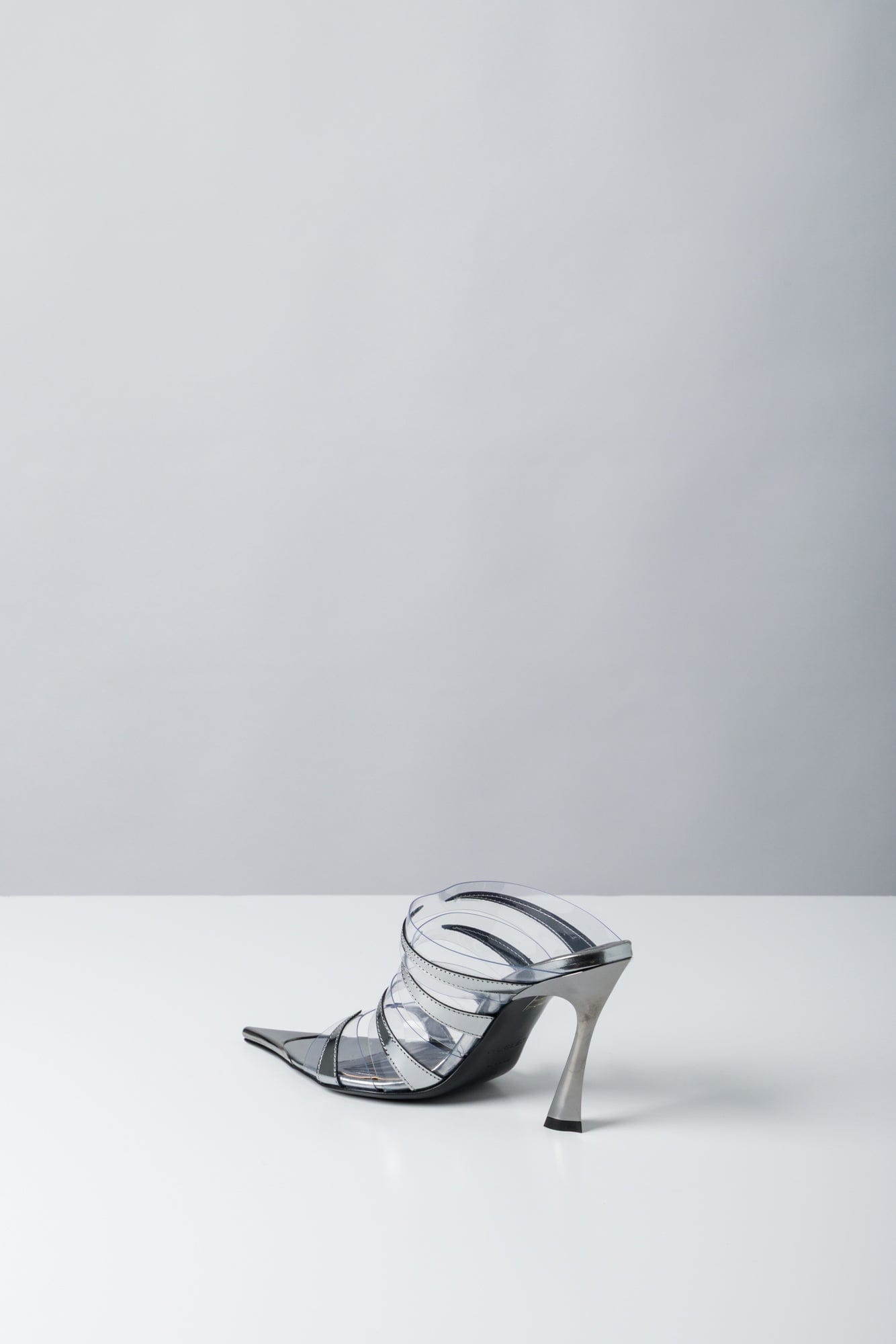 Mugler PVC Mule in Gun Metal