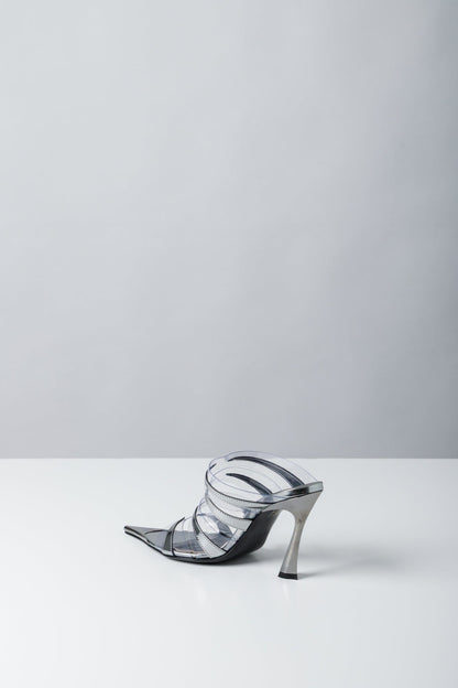 Mugler PVC Mule in Gun Metal back