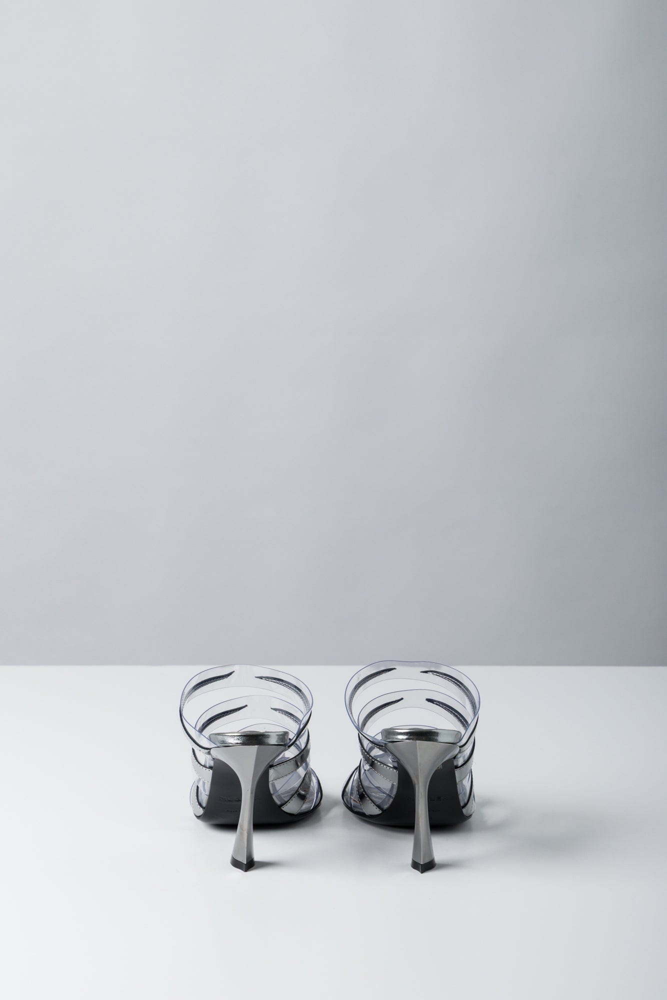 Mugler PVC Mule in Gun Metal