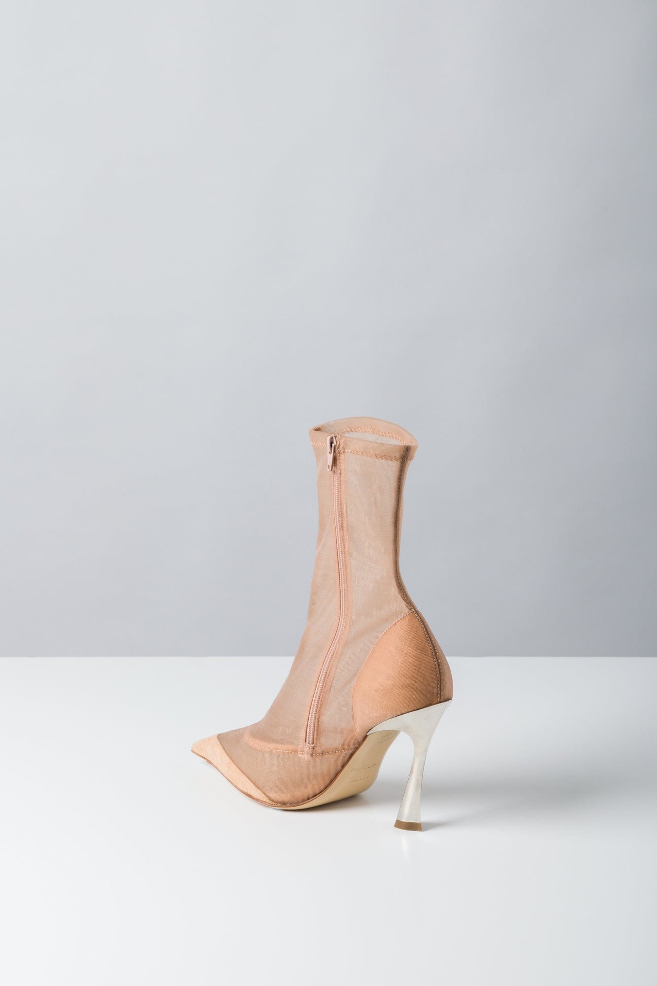 Mugler Ankle Boot in Mesh Tan Suede side