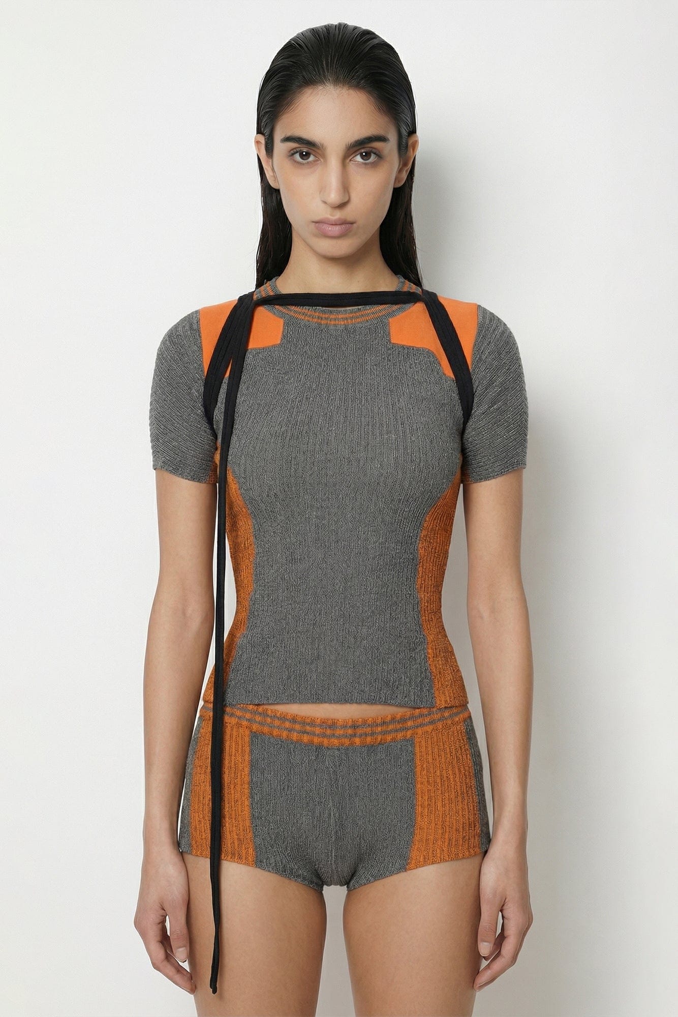 Ottolinger Textured Knit Team Shirt in Grey