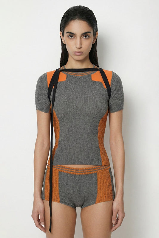 Ottolinger Textured Knit Team Shirt in Grey